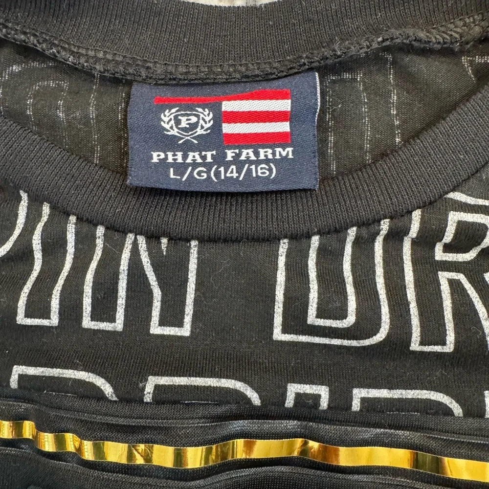 Phat Farm DRIP Graphic Tee Black Gold Logo Shirt Size L (14/16) Y2K Streetwear